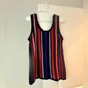 Anne Klein Vertical Stripe Tank Top in Black, Purple, Red and Orange